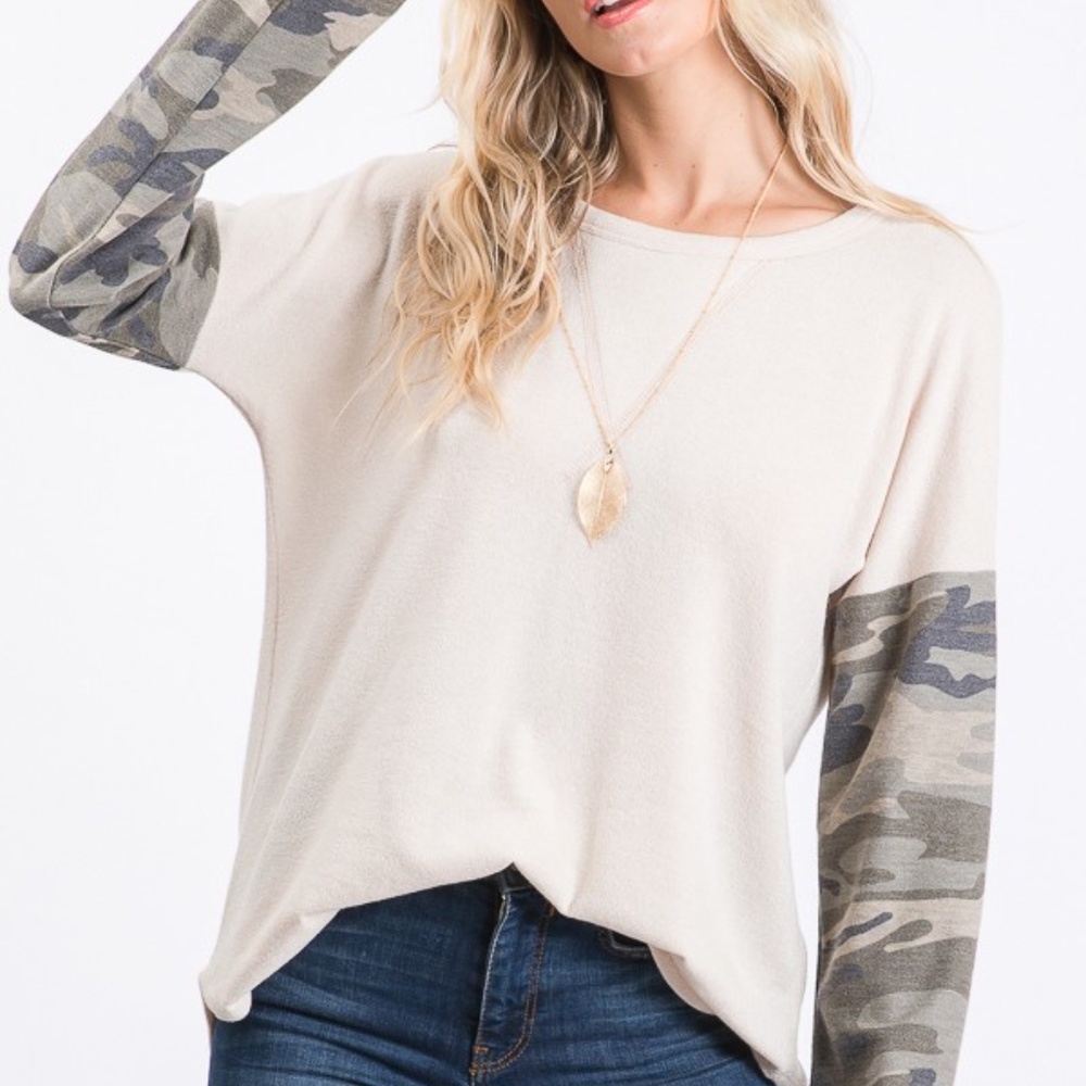 Camo Sleeve Top